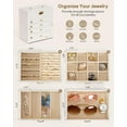 thumbnail image 3 of Synthetic Leather Huge Jewelry Box Mirrored Watch Organizer Necklace Ring Earring Storage Lockable Gift Case (White + Gold), 3 of 8