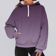 thumbnail image 2 of QQAMB Sweatshirts for Women Half Zipper Gradient Color Pullover Hoodies Sweatshirts Casual Loose Blouse Purple L, 2 of 5