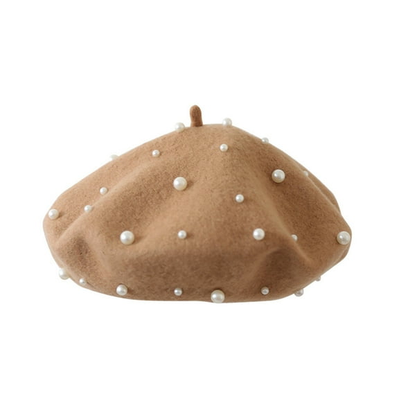 ELAYARD Lady French Beret Wool Portable 1Pcs Camel Color for Girls and Winter Outfit