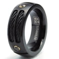 thumbnail image 2 of Metal Masters Mens 8mm Black Titanium Ring Wedding Band Black Cubic Zirconia Black Twisted Stainless Steel Cables, 2 of 4