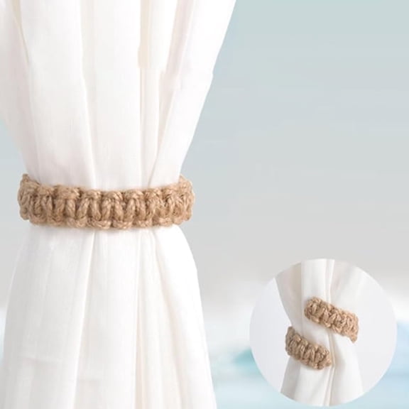 Braided Curtain Tie Backs, Boho Curtain Holdbacks Decorative Drape Curtain Tiebacks, Handmade Drapery Tiebacks for Home and Office Sheer Light Weight Drapery