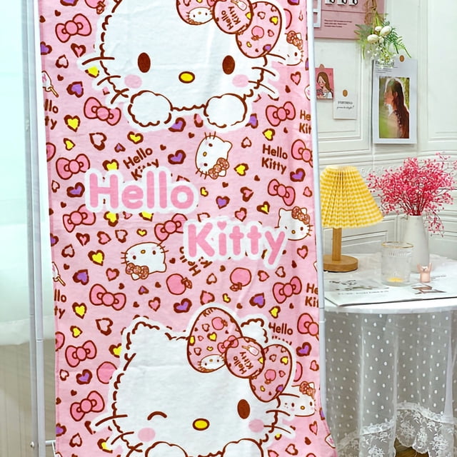 Toalla de baño para niños con dibujos animados, suave, de algodón, resistente a los colores, con estampado de leopardo rosa, 120 x 59 cm.