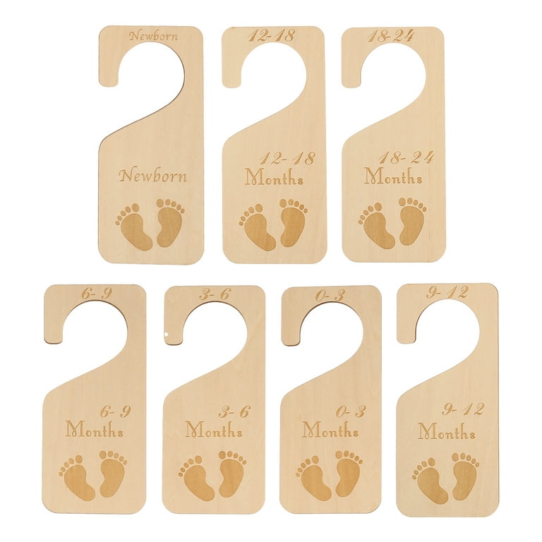 Baby Closet Dividers for Clothes Organizer - Set of 7 Adorable Wooden  Double-Sided Baby Clothes Size Hanger Organizer from Newborn to 24 Months  for