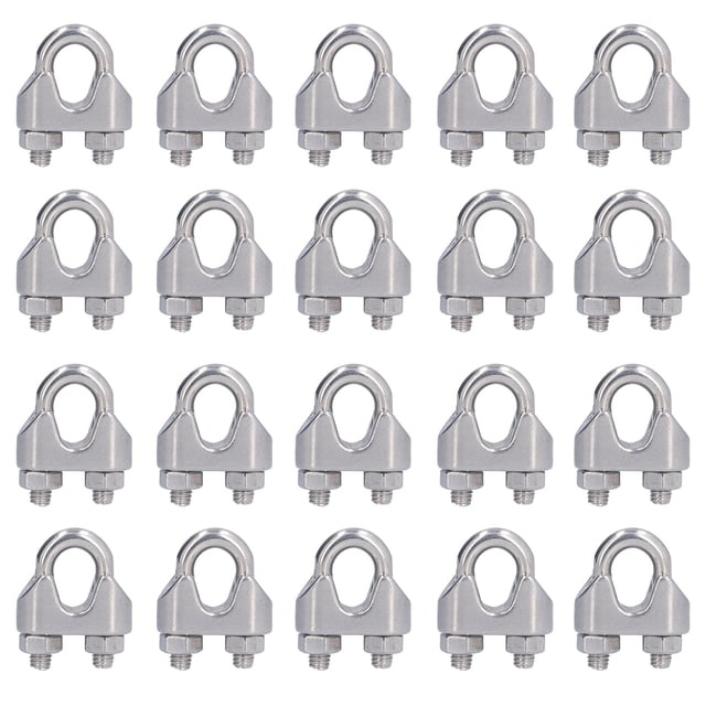 20 abrazaderas de acero inoxidable para cables de acero, cierres de sujeción, M2 (2 mm)