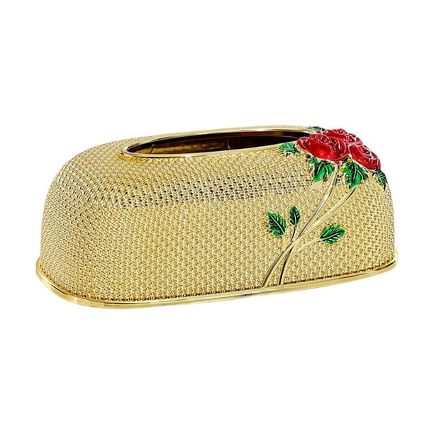 Dispensador de servilletas rectangulares con cara tallada a mano, centro de mesa de boda duradero Dorado
