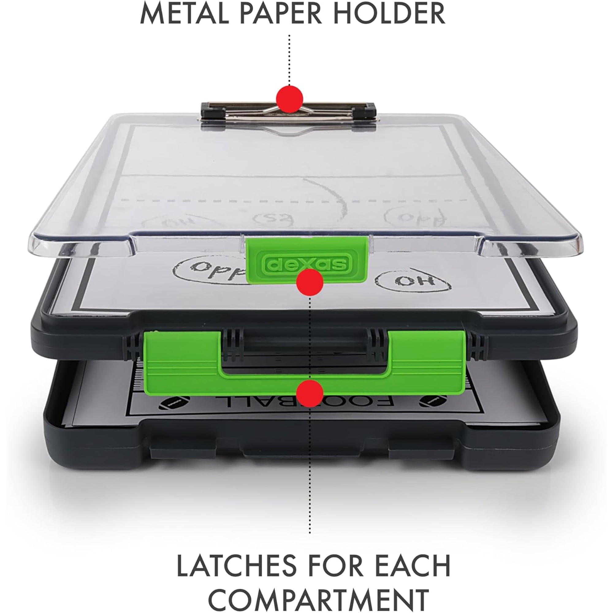 Dexas Clearview Clipcase Clipboard, 13.75 X 9.5 in, Green