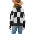thumbnail image 5 of Seyurigaoka Women Argyle Plaid Sweater Vintage Knit Pullover V Neck Long Sleeve Oversized Sweatshirt Jumper Tops Preppy Streetwear, 5 of 9
