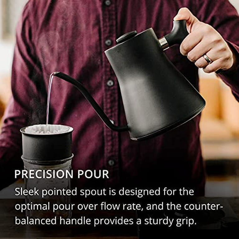 Fellow Stagg EKG Electric Gooseneck Kettle - Pour-Over Coffee and Tea Pot,  Stainless Steel, Quick Heating, Matte Black with Maple Wood Handle, 0.9  Liter 