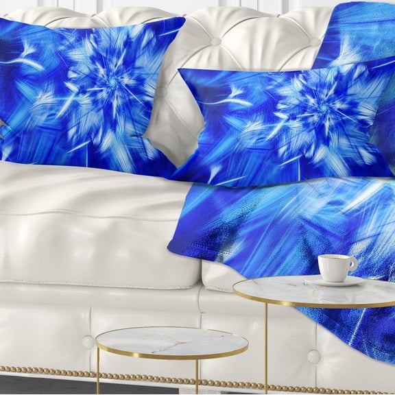 Designart Rotating Bright Blue Fireworks - Floral Throw Pillow - 12x20