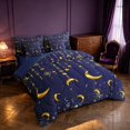 thumbnail image 2 of Homewish Dreamy Moon Stars Queen Bedding, Gold Navy Blue Bedding Comforter Set Queen, Navy Blue Reversible 7pcs, 2 of 7