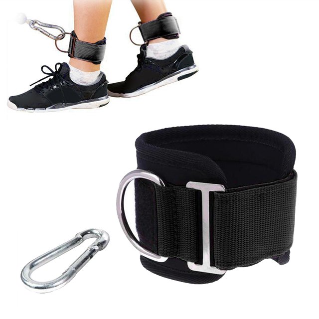 Correa de Fitness para tobillo, anillo en D para fijación de Cable para levantamiento de pesas, accesorios para entrenamiento de glúteos, máquina de p Negro