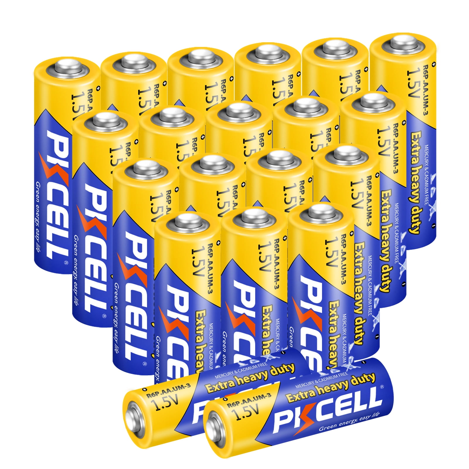 PKCELL AA Heavy Duty Batteries R6P 1.5V Battery, 20PCS UM3 MN1500 E91