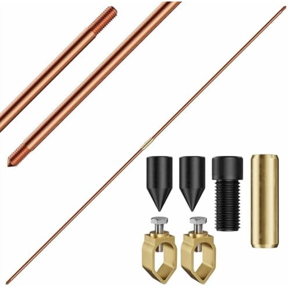 8ft Ground Rod Kit 5/8” Clad Copper Grounding Rod with Grounding Clamp for Electrical Grounding bar for Electric Fences Satellite Dishes Generator Grounding Earthing$$Tools & Hardware Other