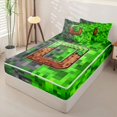 thumbnail image 2 of Castle Fairy Pixelated Miners Letter D Zipper Twin Comforter Sets with Fitted Sheet and 2 Pillowcases,Abstract Geometric Blocks Zipper Bedding Set for Bedroom,4-Piece,Reversible, 2 of 6