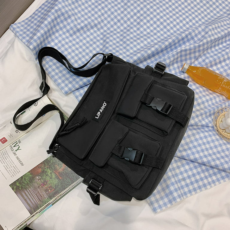 GAXOS Aesthetic Cute Messenger Bag for School Vintage Black Canvas  Crossbody