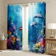 thumbnail image 2 of Erosebridal Marine Dolphin Curtains Pack of 2 (42x63),Ocean Wildlife 30%-50% Black Out Curtains,Marine Decoration, 2 of 6