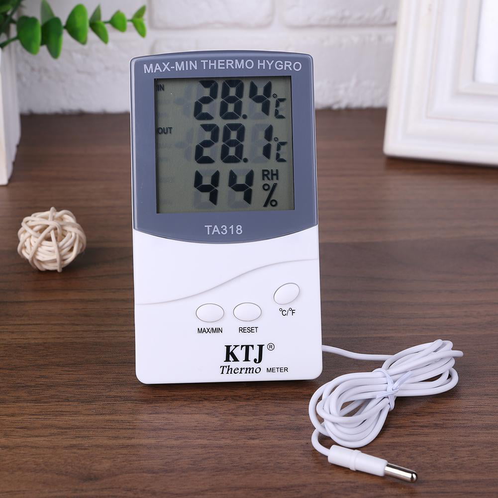 Digital LCD White Indoor Outdoor thermometer Hygrometer TA318 Weather Meters 
