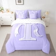 thumbnail image 2 of Erosebridal Initial I Letter Bed in a Bag Twin size, Princess Bow Bed Set, Purple Monogrammed Reversible Bedding Twin Size, Microfiber Room Decor, 7 Pieces, 2 of 6