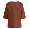 thumbnail image 5 of TYGHBN A Fashionable Casual and Loose V Neck and Linen Solid Color Mid Sleeved T Shirt for Ladies Top Women Loose Women Workout Shirts Womens Athletic Tee Exercise Shirts Women Solid Color Tops for, 5 of 5