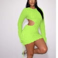 thumbnail image 5 of Kiplyki Women's Long Sleeve Fall Dress Round-Neck Solid Out Mini Dress, 5 of 7