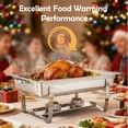 thumbnail image 3 of BAOKALER 9QT Chafing Dish Buffet Set with 4 Food Tongs , Foldable Full Size Buffet Server Food Warmer, Stainless Steel Catering Supplies for Party, Banquet, Caterying, Rectangular, Silver, 4 Pack, 3 of 12