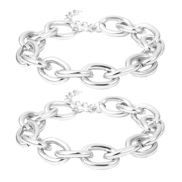2 gargantillas gruesas de eslabones, cadena de eslabones, collar de metal vintage, joyería punk para mujeres y niñas, regalo de Navidad y cumpleaños