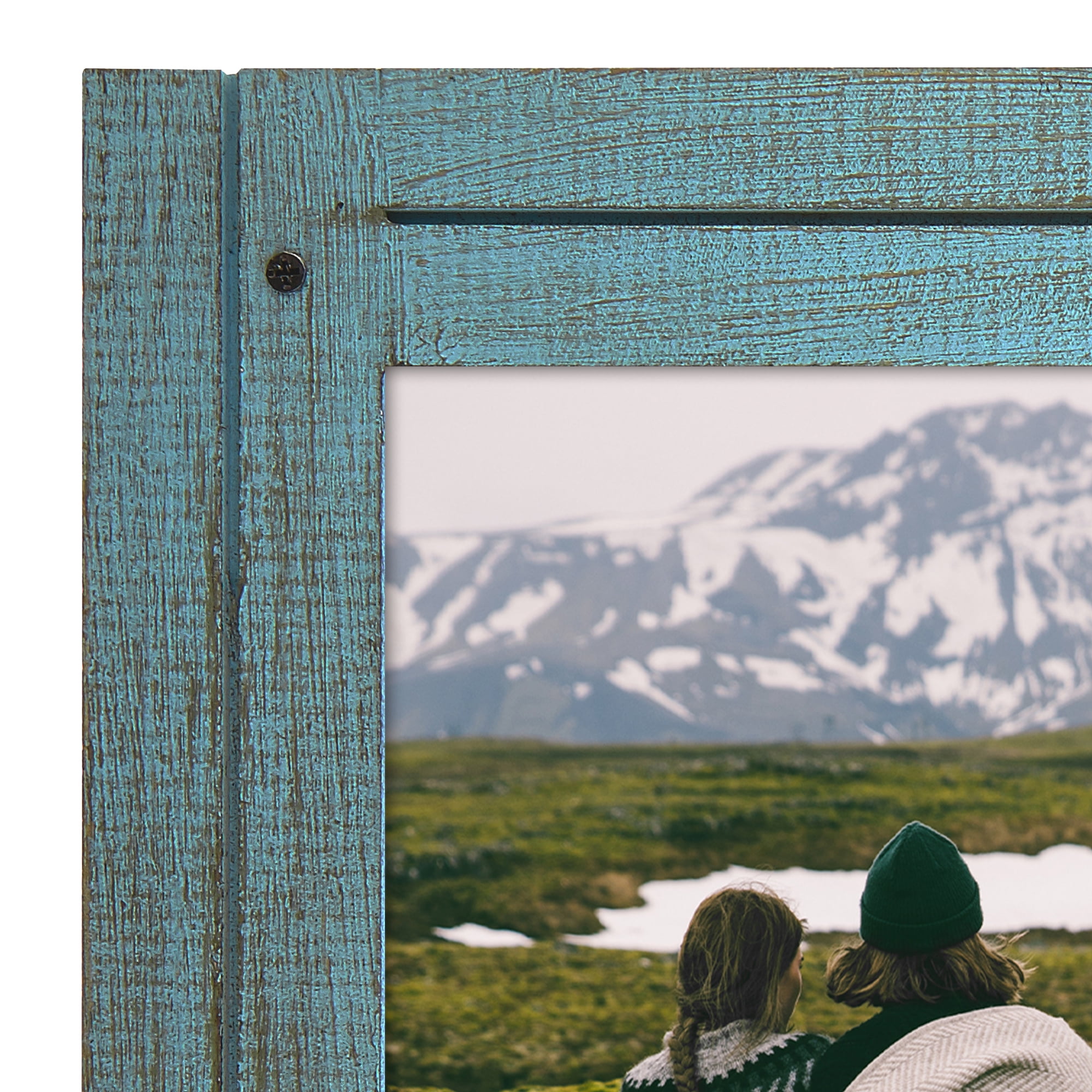 Americanflat 4x6 Hinge Frame Hinged Triple Photo Openings Polished Glass Distressed Collage Frames - Blue