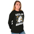 thumbnail image 4 of Cute Halloween Let's Go Ghouls Ghost Women's Long Sleeve T Shirt Brisco Brands M, 4 of 6