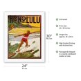 thumbnail image 2 of Honolulu Hawaii - Surf Rider - Vintage Travel Poster by Lucille Webster Holling c.1918 - Fine Art Rolled Canvas Print 20in x 26in, 2 of 4