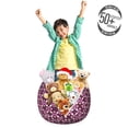 thumbnail image 3 of Abstract Storage Toy Bag Chair, Geometric Quirky Circles Forming Odd Symmetric Fractal Flower Petals, Stuffed Animal Organizer Washable Bag, Large Size, Plum Dark Fuchsia Peach, by Ambesonne, 3 of 3