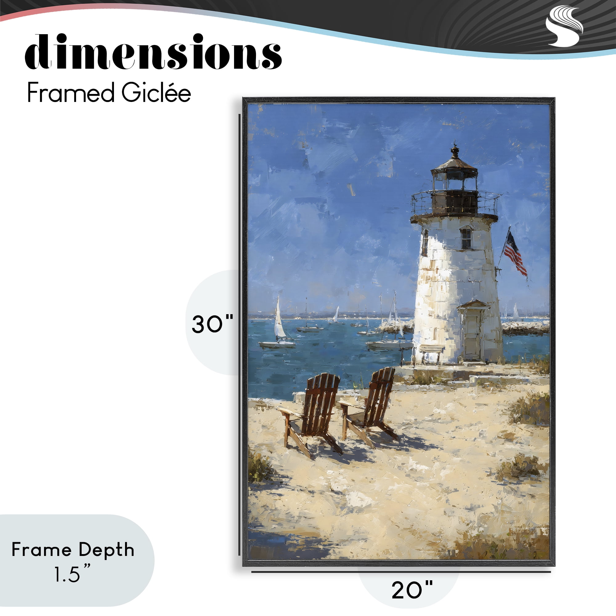 Stupell Industries Summer at Lighthouse Bay Black Framed Giclee Art, design by Petal Prints Design