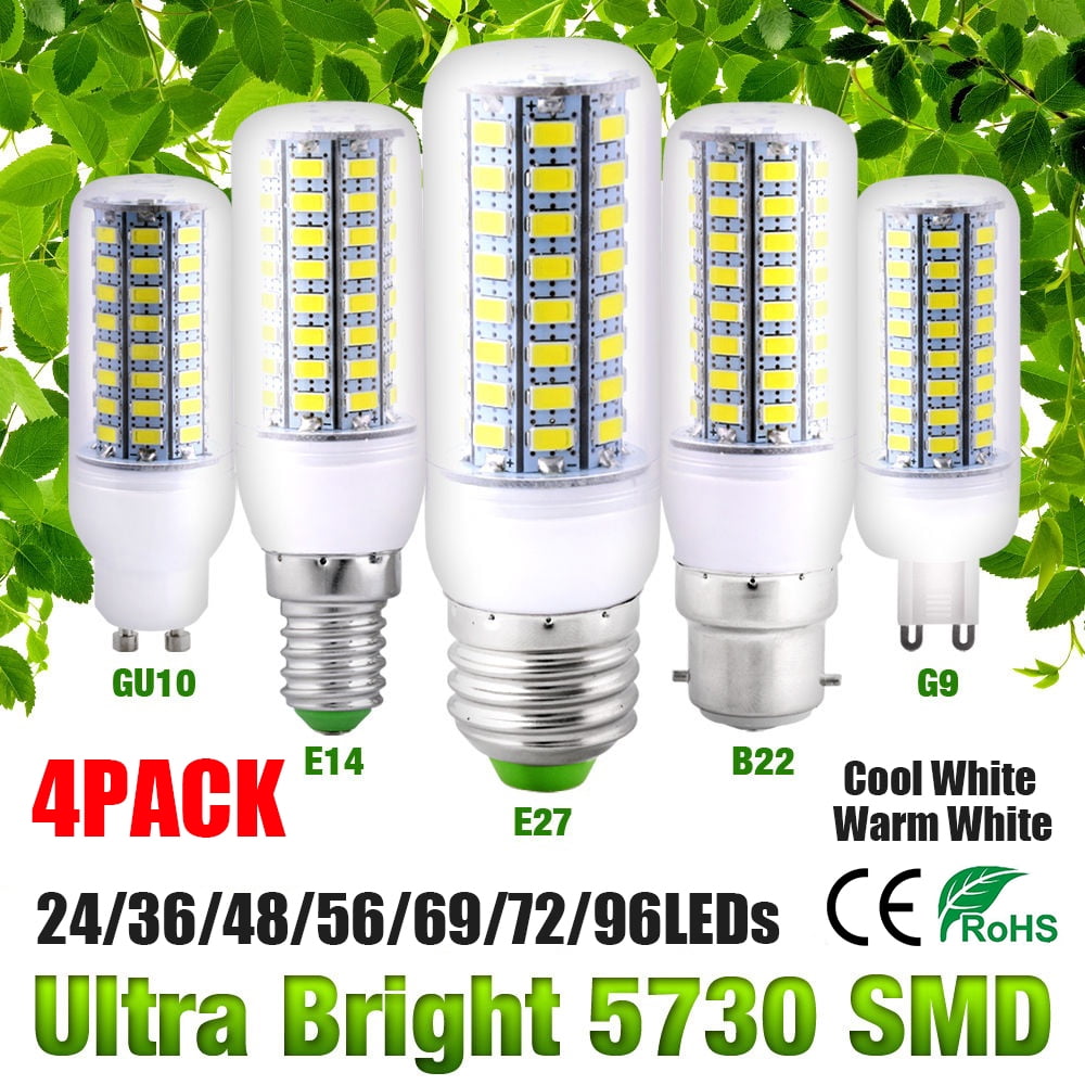 4 PACK LED Light Bulb E27 B22 E14 G9 GU10 High Bright Corn Bulb Lamp Warm White