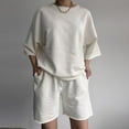 thumbnail image 2 of Womens 2 Piece Outfits 3/4 Sleeve Tops And Elastic Waist Shorts Sets Loungewear, 2 of 2