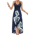 thumbnail image 1 of SMihono Robe Maxi Bohème d'Été pour Femmes Grande Taille Robe Maxi Asymétrique pour Femmes Décontractée à Col en V d'Été à Fleurs Sans Manches Robes de Plage Évasées Robe d'Été, 1 of 8