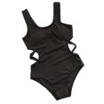 thumbnail image 4 of Grblisyd Girls Swimsuit Crew Neck Solid Color One Piece Swimwear Cut-Out Bathing Suit for Girls 10-12Y, 4 of 5