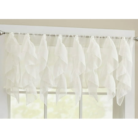 - Sheer Voile Vertical Ruffle Window Kitchen Curtain 12