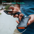 thumbnail image 7 of ChargeWorx Solar Power Bank 10,000mAh, Portable Charger with USB-C & Dual USB-A Outputs, Solar Panel, LED Flashlight, IPX4 Waterproof External Battery Pack for iPhone, Android, Outdoor Travel, 7 of 7