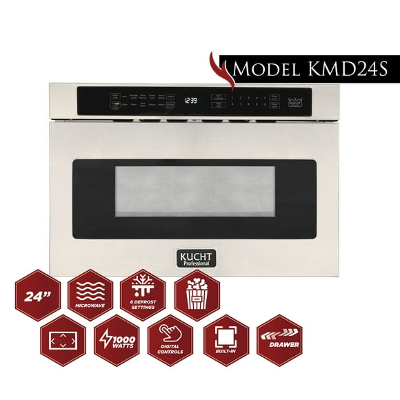 KUCHT Professional 24 in. 1.2 cu. ft. Built-In Microwave Drawer in Stainless Steel with Sensor Cooking