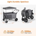thumbnail image 4 of SACVON Stroller Wagon for 4 Kids with 5-Point Harnesses,Detachable Seats Stroller Wagon 4 Seater for Garden,Removable Canopy,Adjustable Handles,Camping Trips,Gray, 4 of 7
