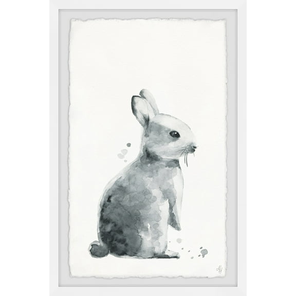 Marmont Hill Melancholy Bunny Framed Wall Art, 8.00" x 1.50"