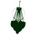 thumbnail image 2 of Decoración de pared con flecos de macramé, hojas minimalistas, círculos, tejido a mano verde, 2 of 9