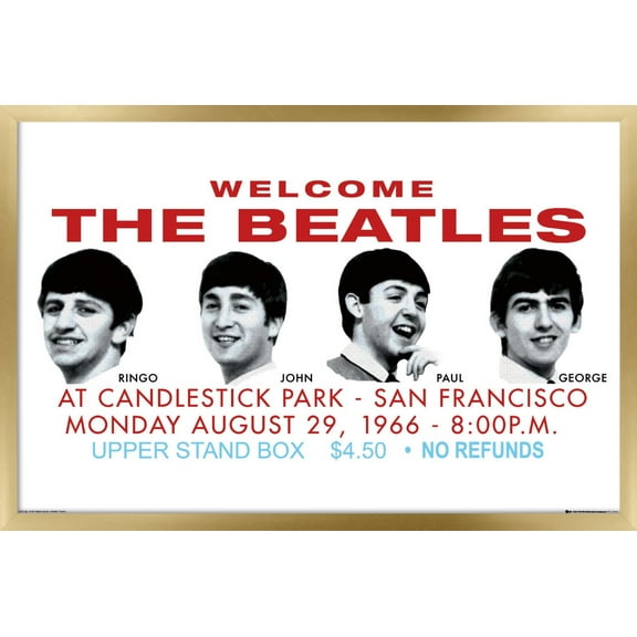 The Beatles - Candlestick Park Landscape Wall Poster, 22.375" x 34" Framed
