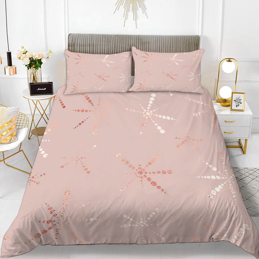Minimalist Light Pink Duvet Cover Set for Teenage Girls, Warm