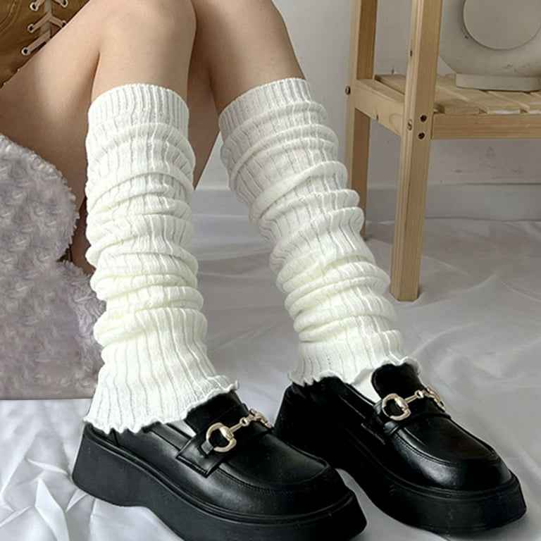 D-GROEE 1 Pair Long Socks Pit Streaks Knitting Lolita Style High Stretchy  Lady Knee High Leg Warm Socks for Shopping