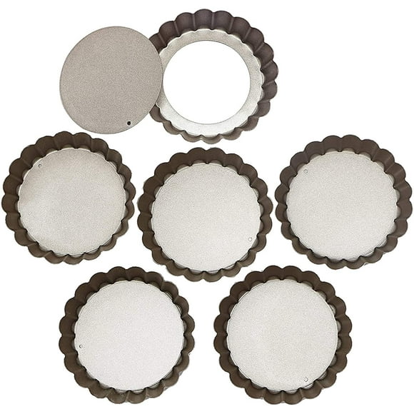 4 Inch Mini Tart Pan ,Set of 6, Non-Stick Quiche Pan Removable Bottom Mini Tart Tins,Dee Grey