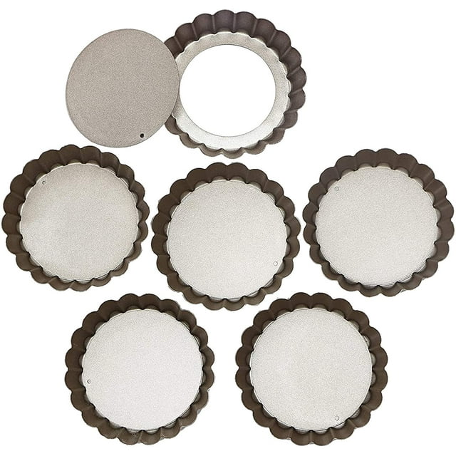 Webake - Juego de 6 moldes para tartas de 4.0 in, antiadherentes, para quiche, parte inferior extraíble, minilatas para tartas Ormromra WMXL-298