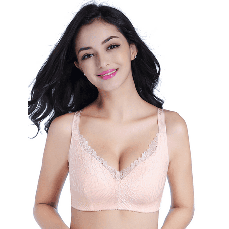 

BIMEI Women Everyday Bra for Mastectomy Silicone Breast Inserts for Breast Asymmetry Soft Daily Full Coverage Bralettes Bras 8739 Pink 38B