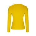 thumbnail image 5 of QUNYINEY Yellow Womens T Shirts Long Sleeve V-Neck Casual Solid Tops Drop Shoulder Pullover Ribbed Slim T-Shirts, 5 of 5