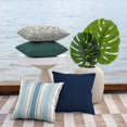 thumbnail image 4 of Outdoor Toss Pillow, 2 Pack, 16 x 16, Rain-Proof, Fade Resistant French Blue Linen Stripe, 4 of 8