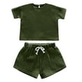 thumbnail image 1 of Zpanxa Girls Short Sets Solid Color Short Sleeve Cotton Top and Shorts Set 2 Years, 1 of 6